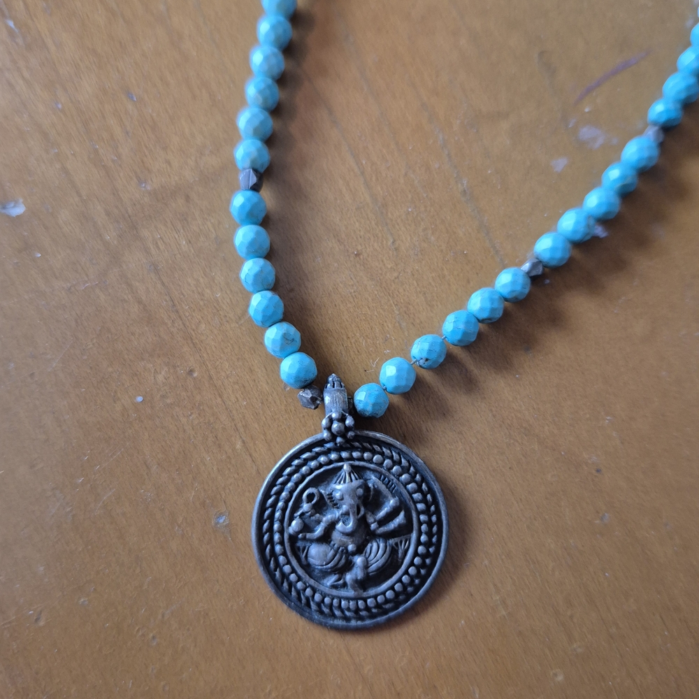Vintage Turquoise And Ganesh Necklace